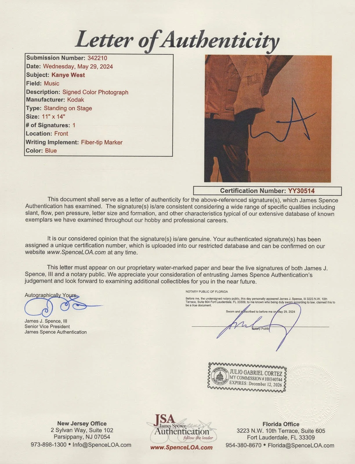 Kanye West — KANYE WEST signed Autographed 11x14 Photo RAPPER Power RUNAWAY Stronger JSA LOA, изображение 2