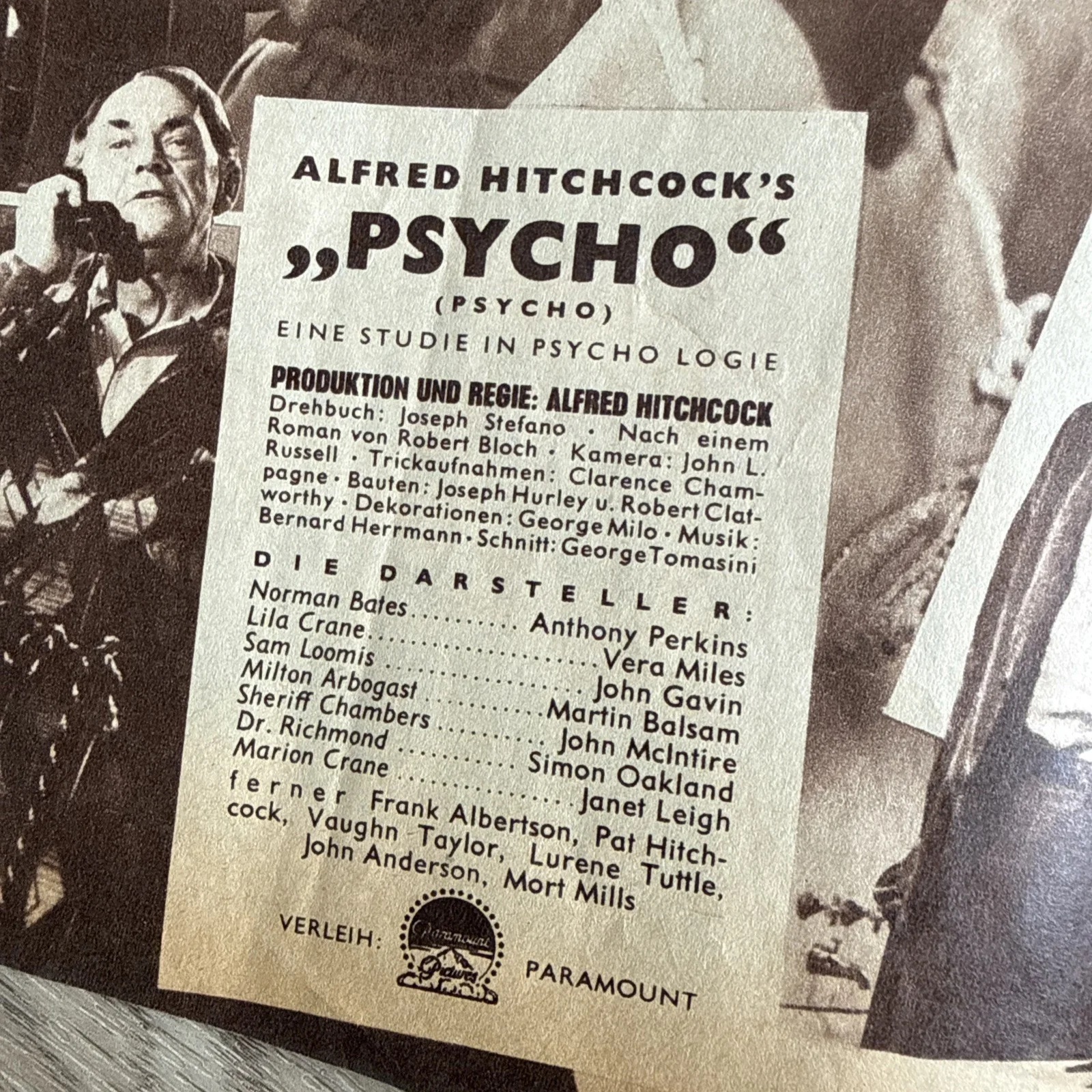 Rare PSYCHO German Cinema Programme Alfred Hitchcock Anthony Perkins Janet Leigh, image 3