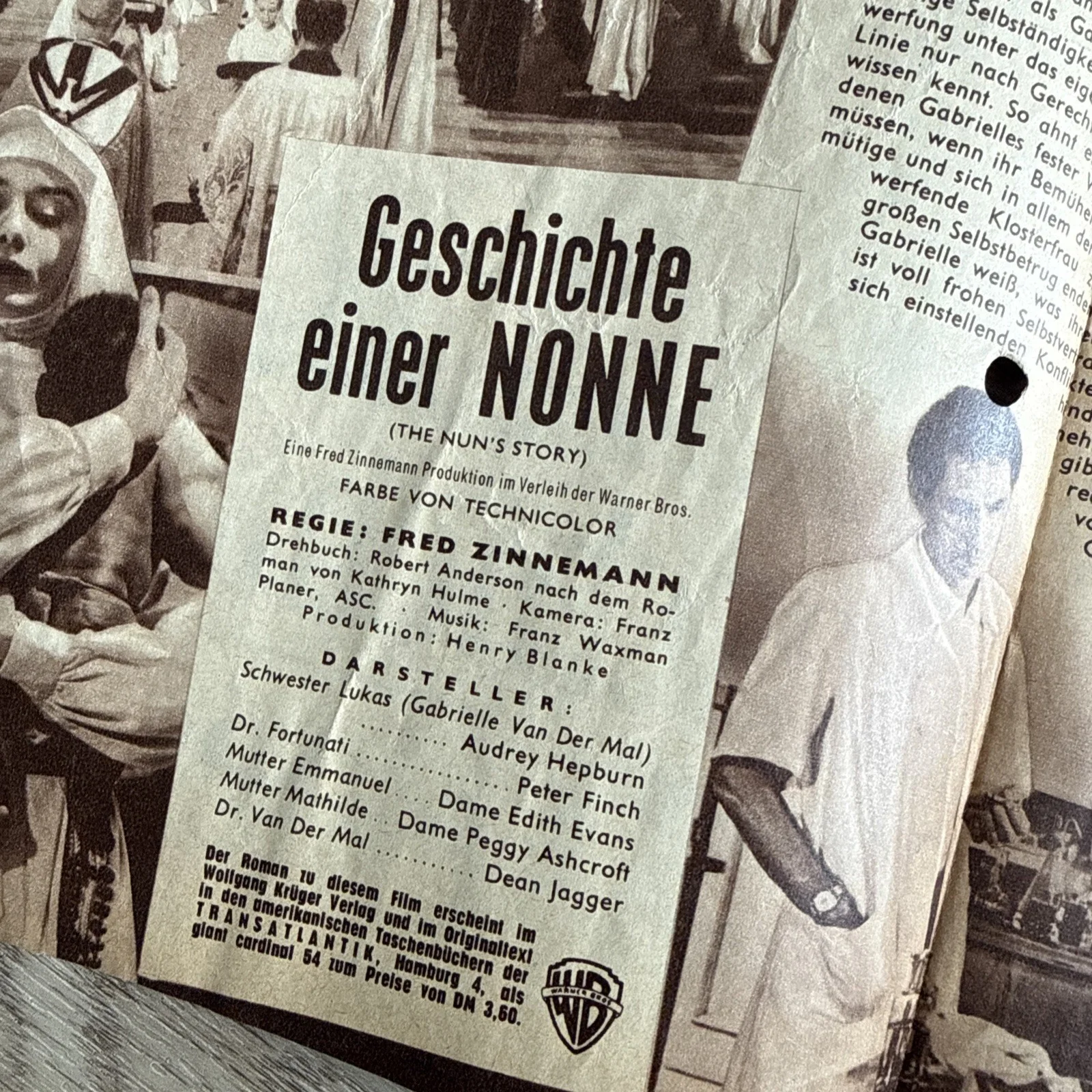 Rare The Nun’s Story German Cinema Programme Audrey Hepburn Peter Finch 1959, изображение 3