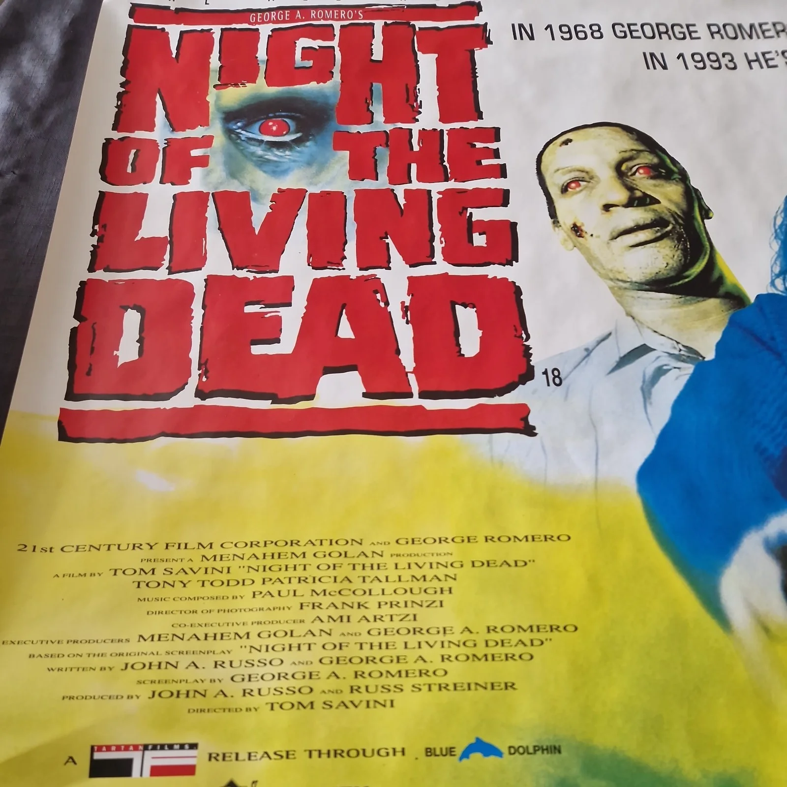 Night of the Living Dead 1993 UK Quad Rolled Tom Savini, image 2