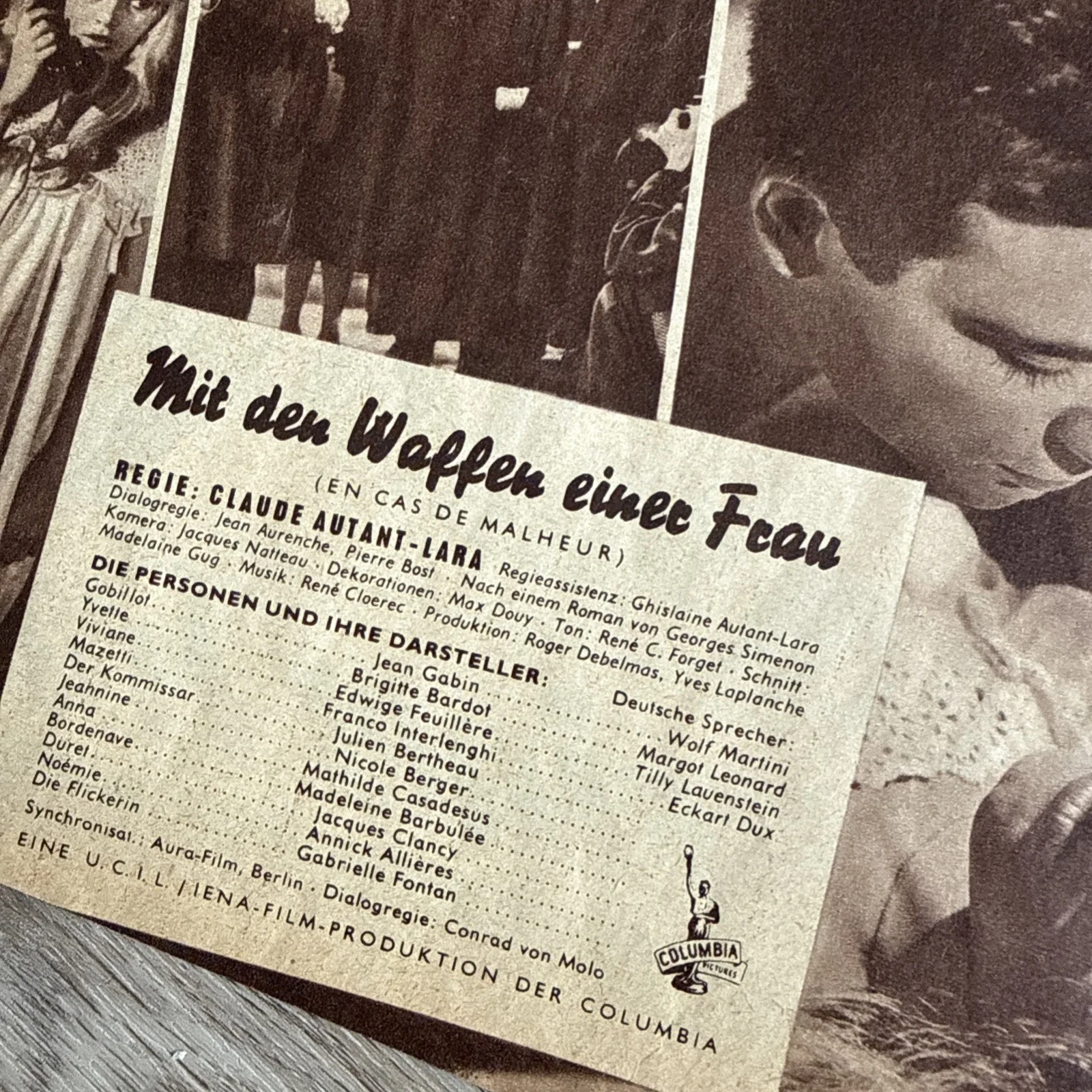 Rare Love Is My Profession German Cinema Programme Jean Gabin Brigitte Bardot 58, изображение 3