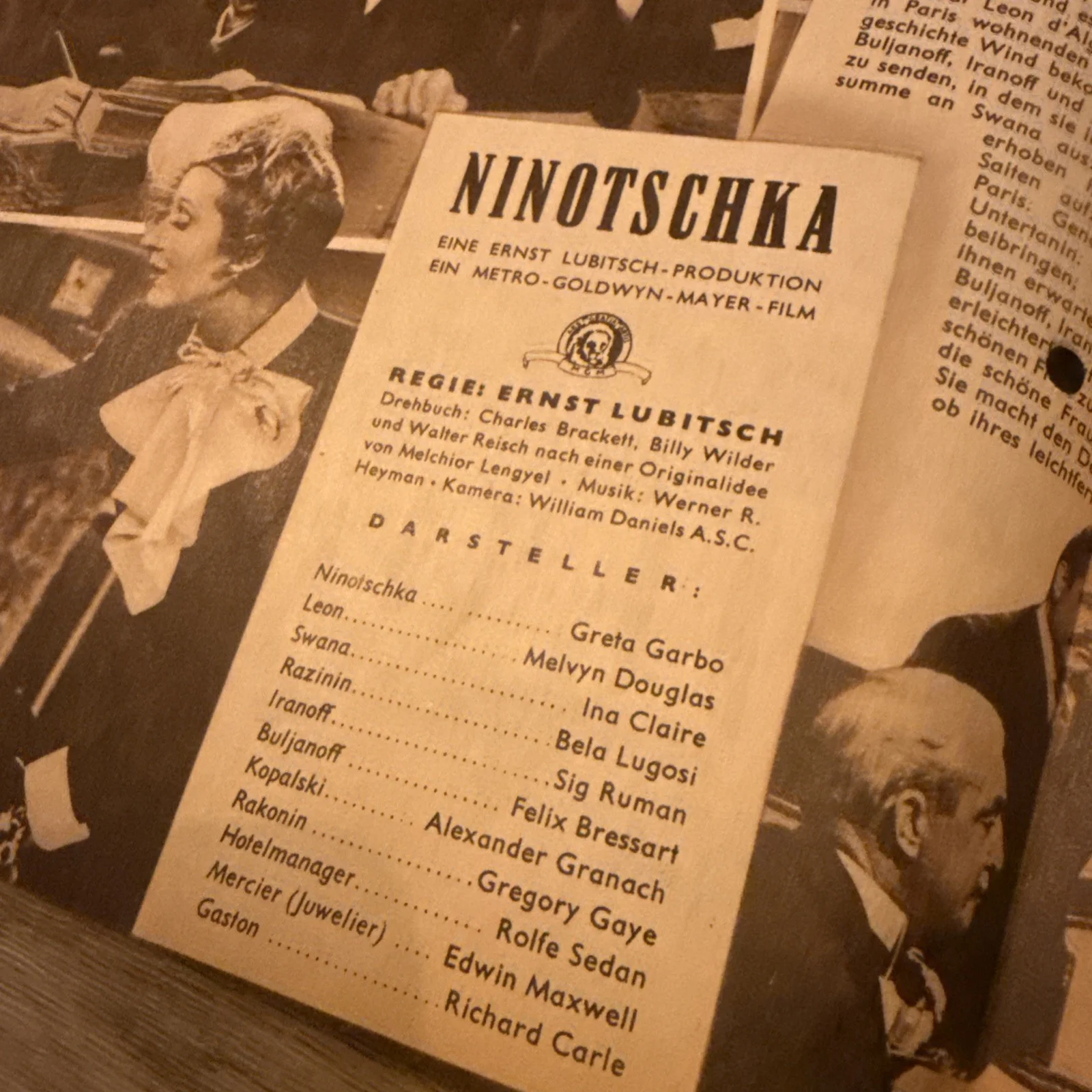 Rare NINOTCHKA German Cinema Programme Greta Garbo Melvyn Douglas Ina Claire, image 3