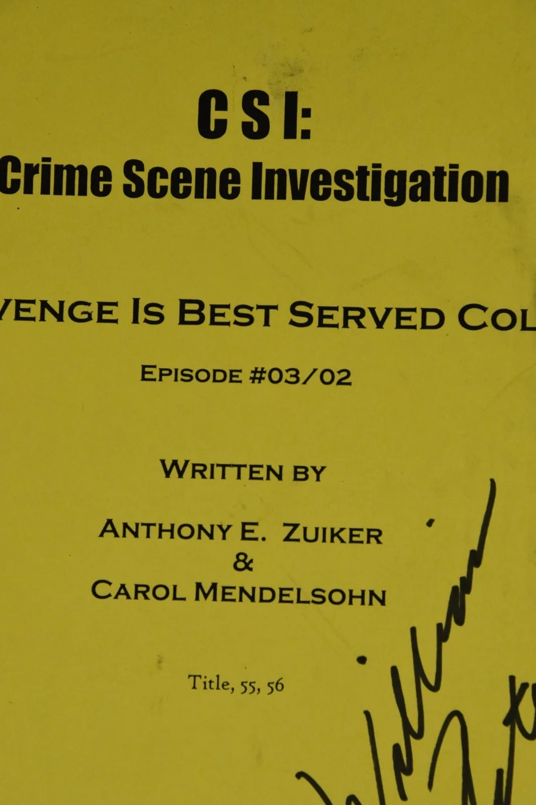 CSI Signed TV Script William Petersen "Revenge is Best Served Cold" CBS 2002, image 3
