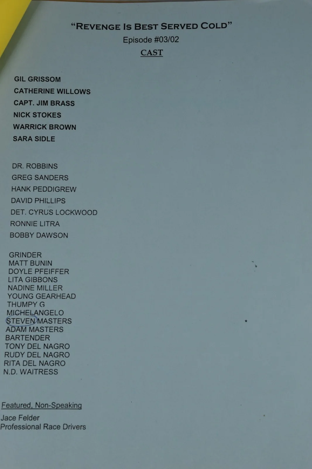 CSI Signed TV Script William Petersen "Revenge is Best Served Cold" CBS 2002, image 5