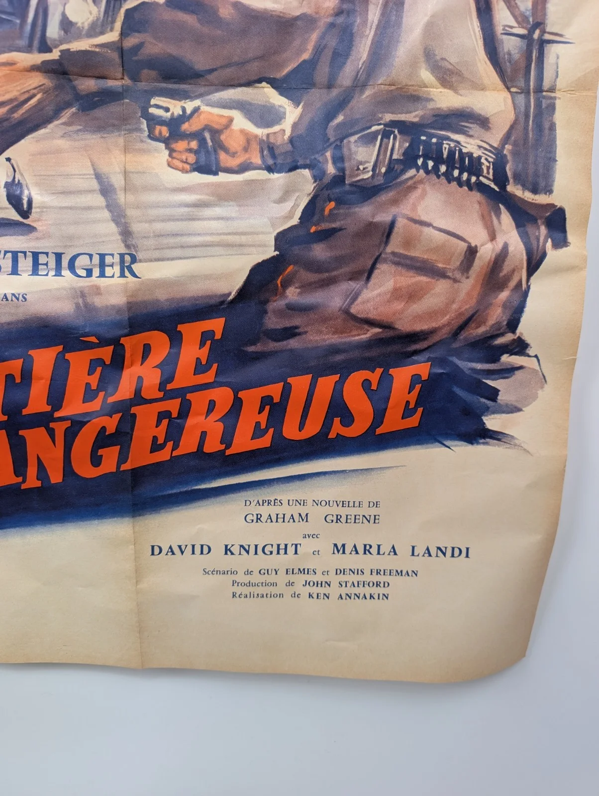 Original 1957 Cinema Poster French Rod Steiger Dangerous Frontier, изображение 2