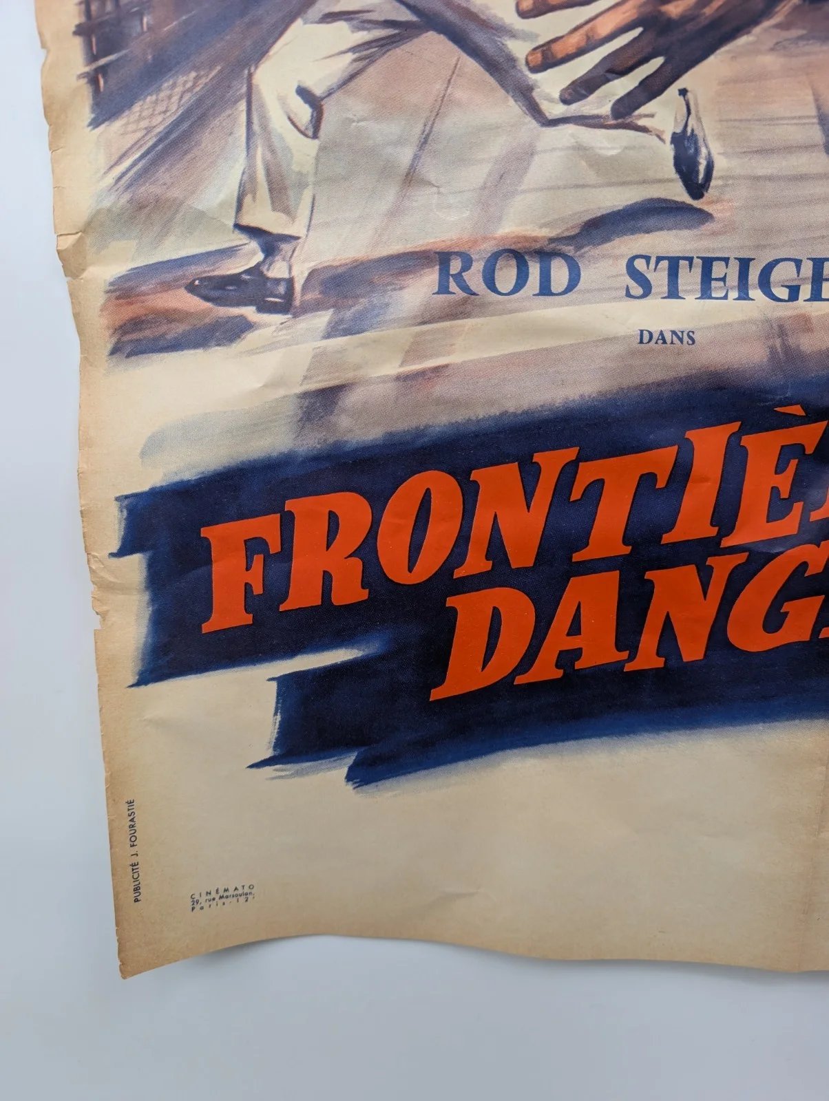 Original 1957 Cinema Poster French Rod Steiger Dangerous Frontier, изображение 3