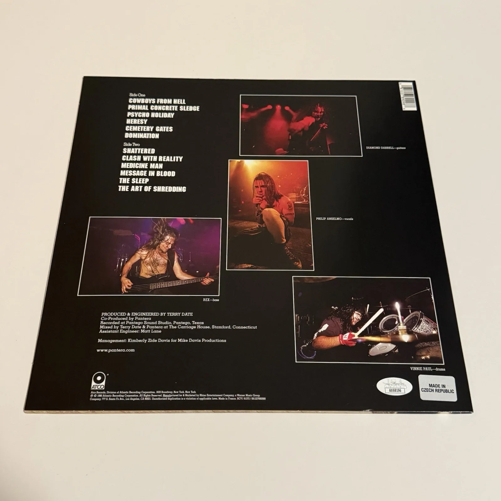 PANTERA SIGNED COWBOYS FROM HELL VINYL RECORD PHIL ANSELMO REX BROWN JSA COA, image 4