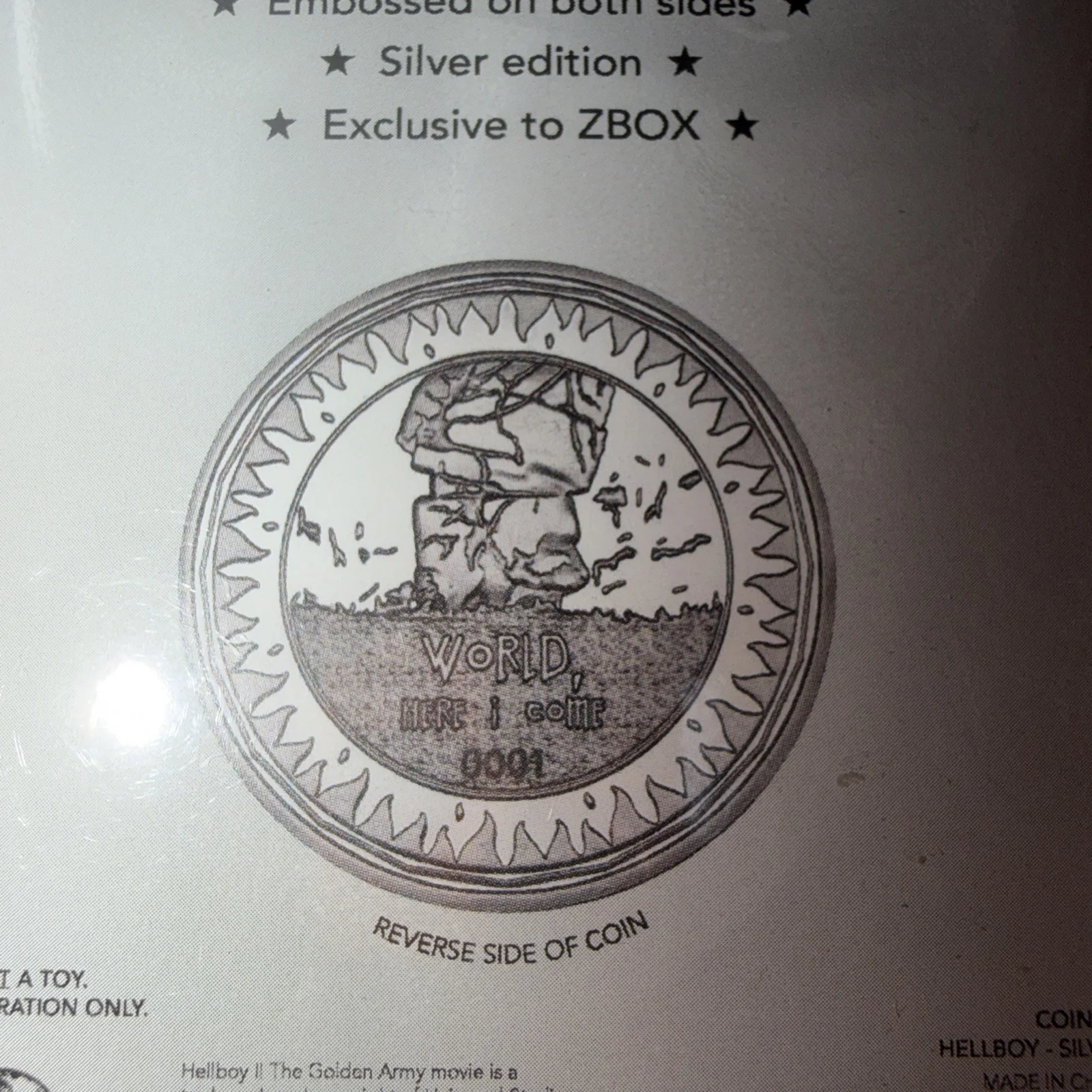 Hellboy Limited Edition Collectors Coin Silver Ltd Edition to 1,000 worldwide, изображение 3