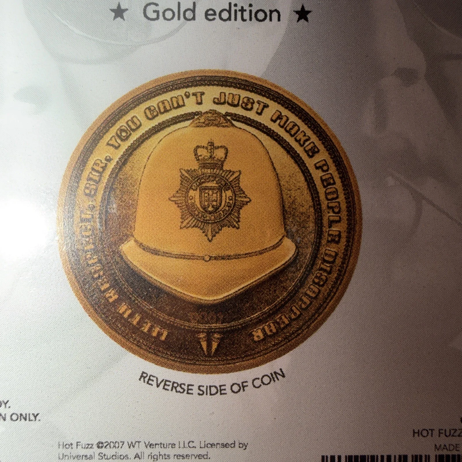 Hot Fuzz Limited Edition Embossed Gold Coin (1000) Memorabilia Unused, image 3