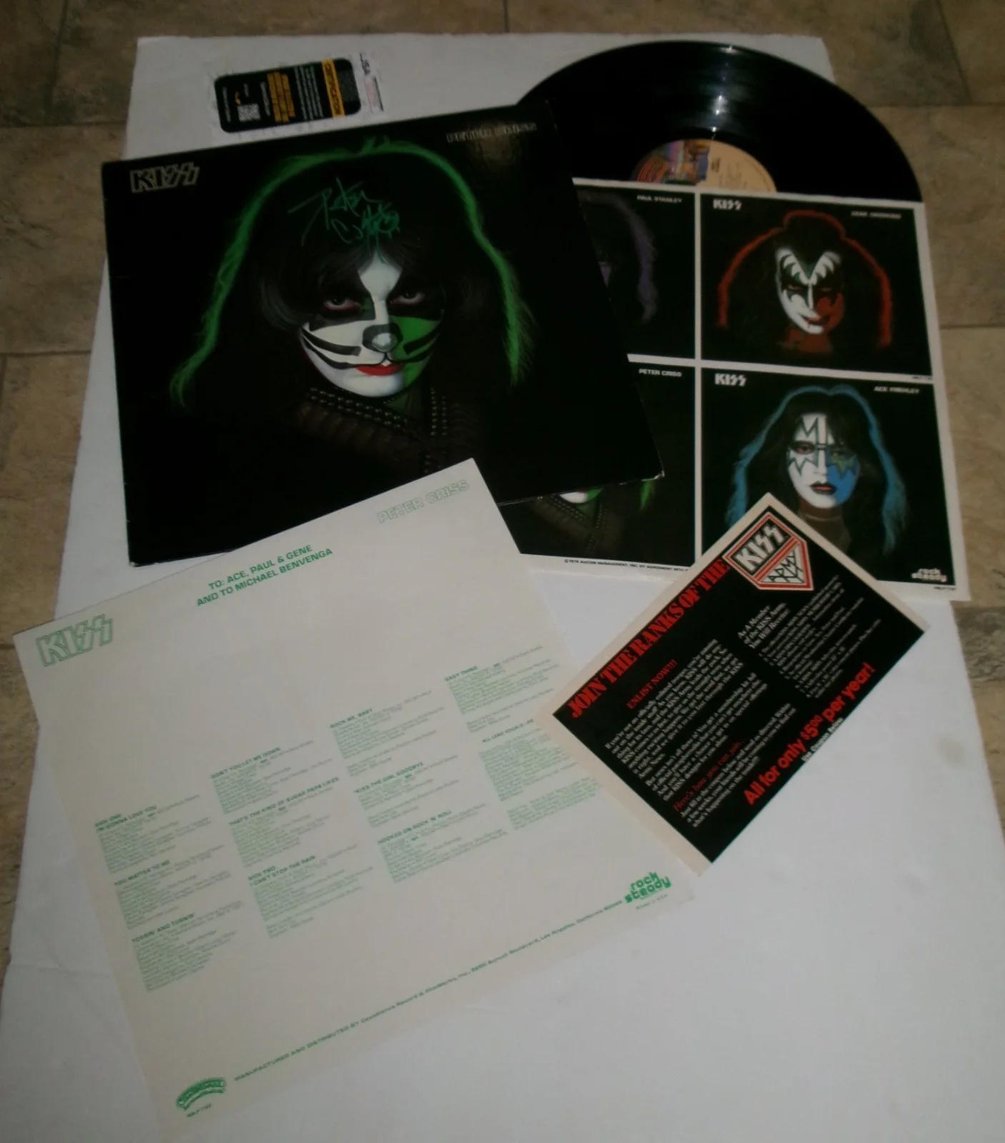 Peter Criss Solo 1978 Album LP SIGNED JSA CERT Has Inserts But NO POSTER, изображение 5