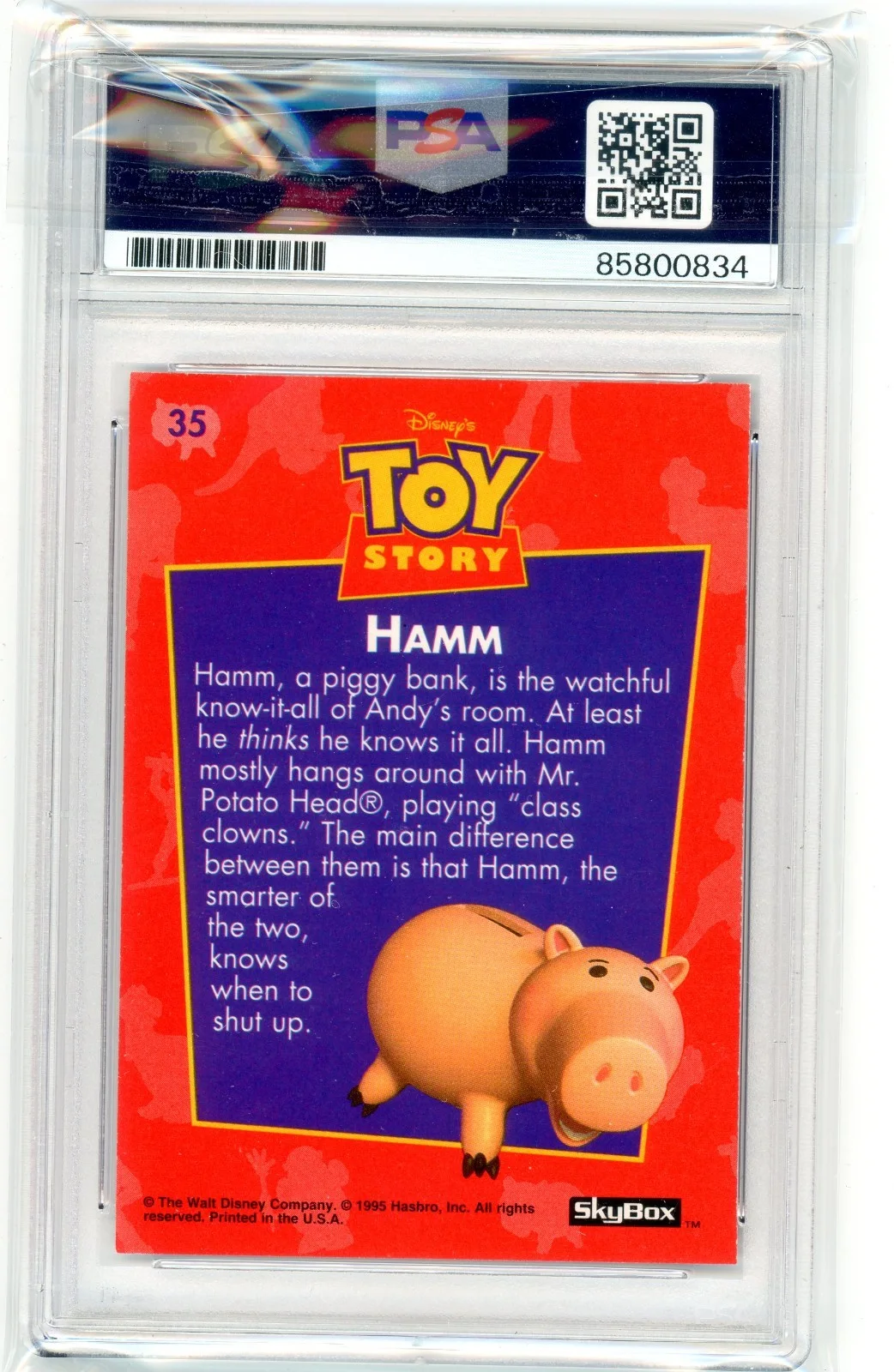 1995 Skybox Hamm #35 John Ratzenberger Signed AUTO PSA Slabbed Pixar Toy Story, image 2
