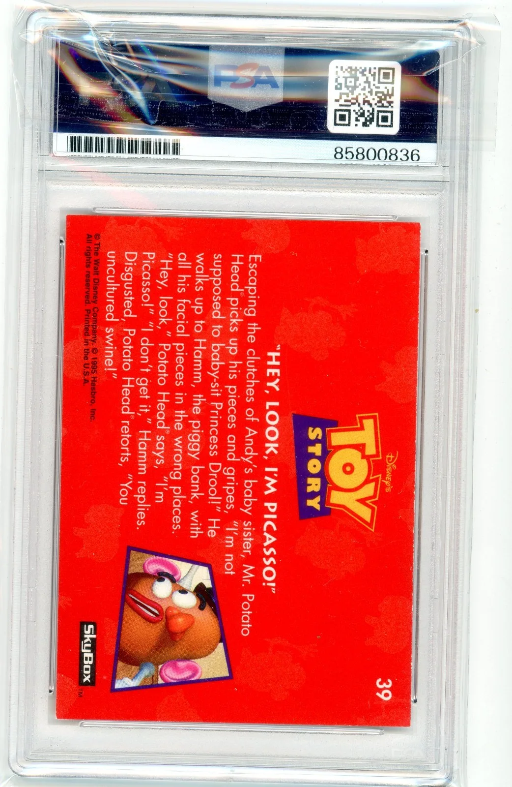 1995 Skybox Hamm #39 John Ratzenberger Signed AUTO PSA Slabbed Pixar Toy Story, image 2