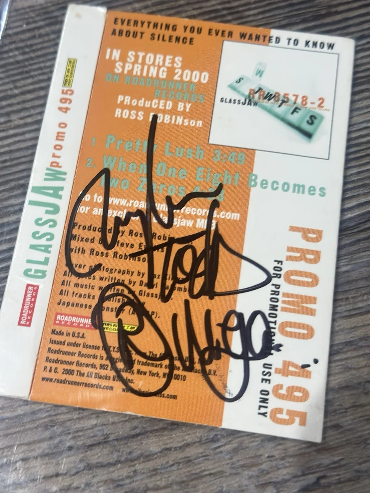 GLASSJAW - Promo Cassette SIGNED AUTOGRAPHED by 3 - Larry - Todd +1, изображение 2