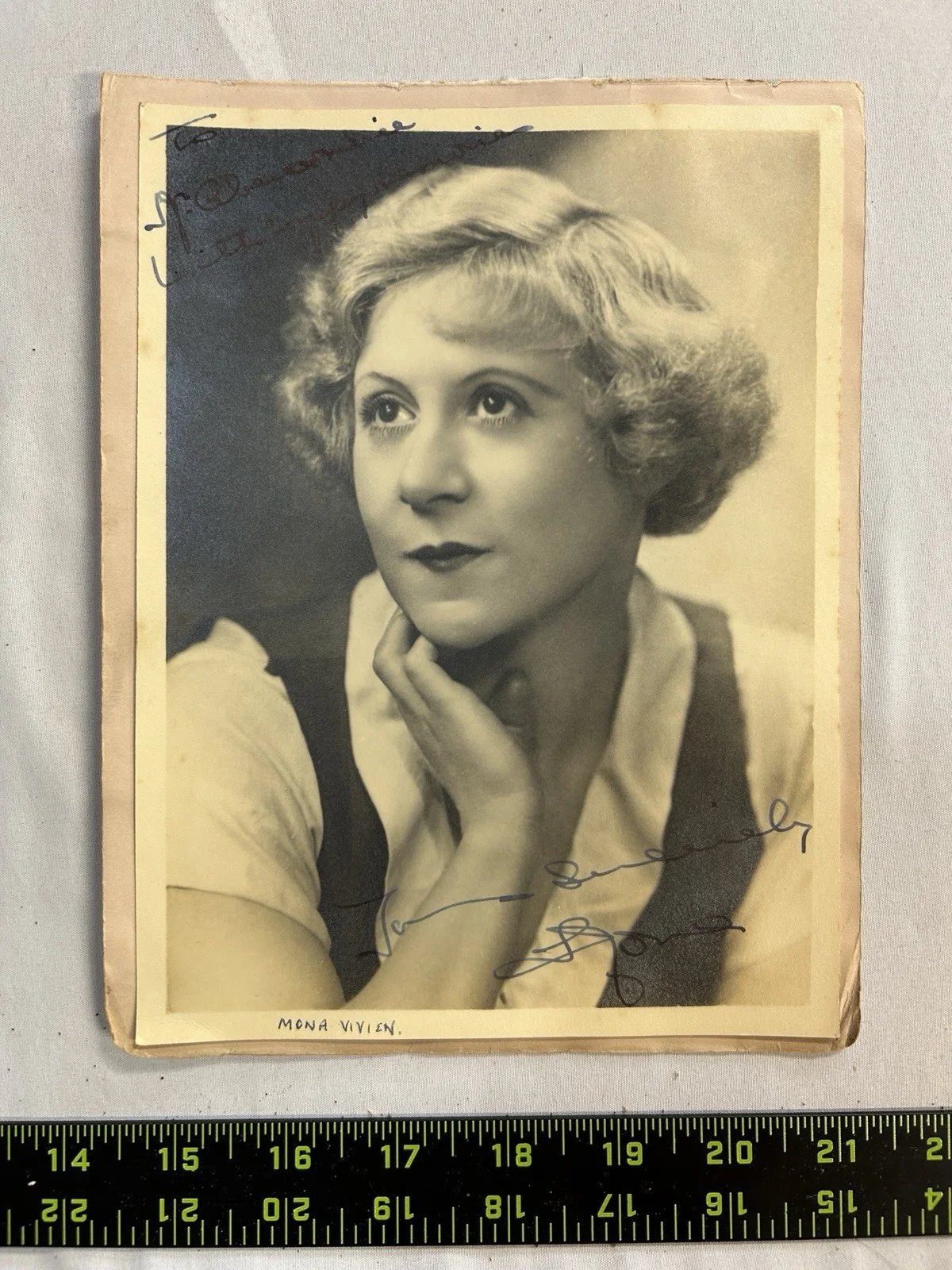 Mona Vivien Signed Photo Vintage Hollywood Portrait Autograph Actress 1930s 40s, изображение 3