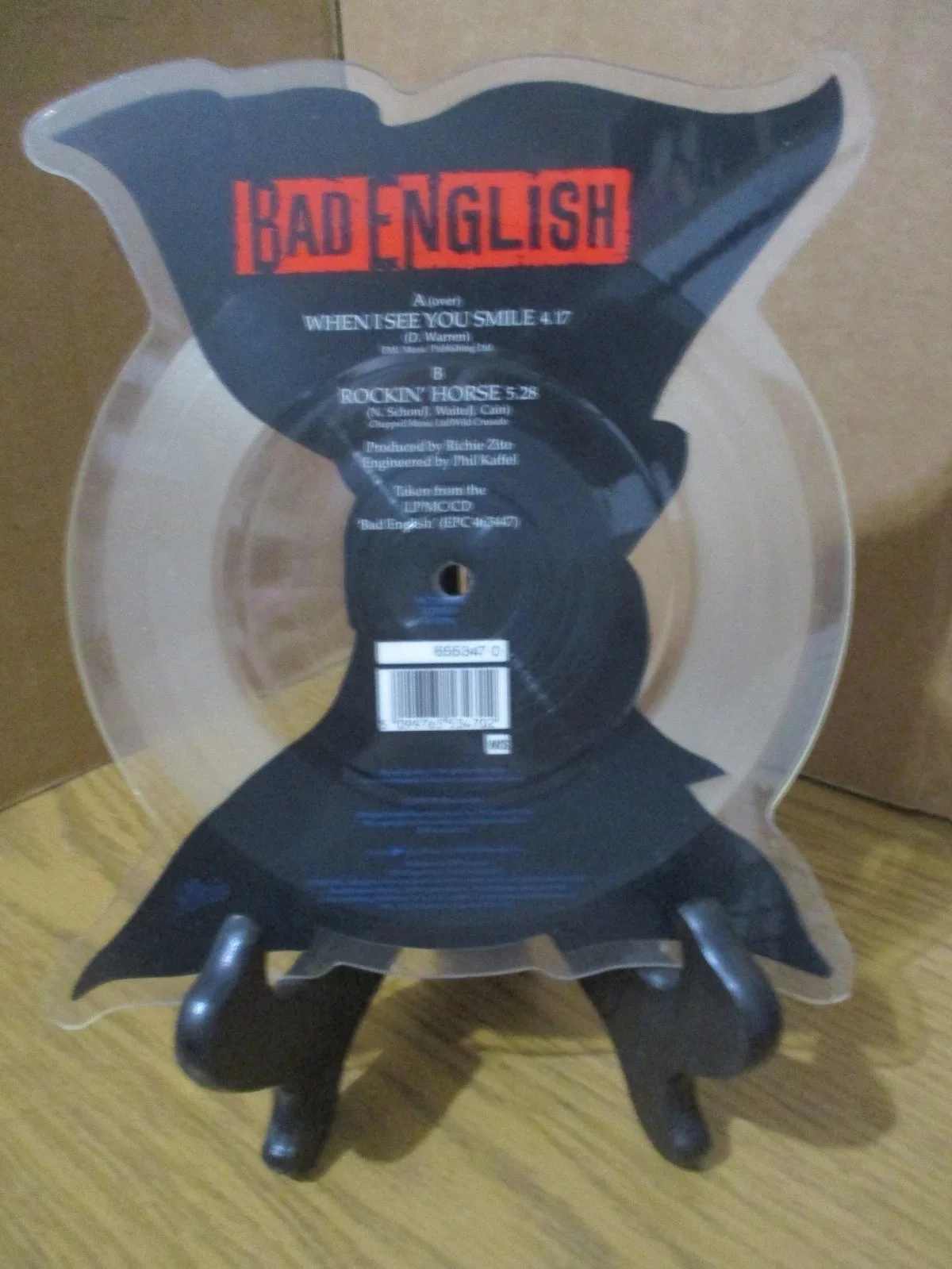 JOHN WAITE BAD ENGLISH AUTHENTIC AUTOGRAPHED/SIGNED UK RARE SHAPED PICTURE DISC, image 3
