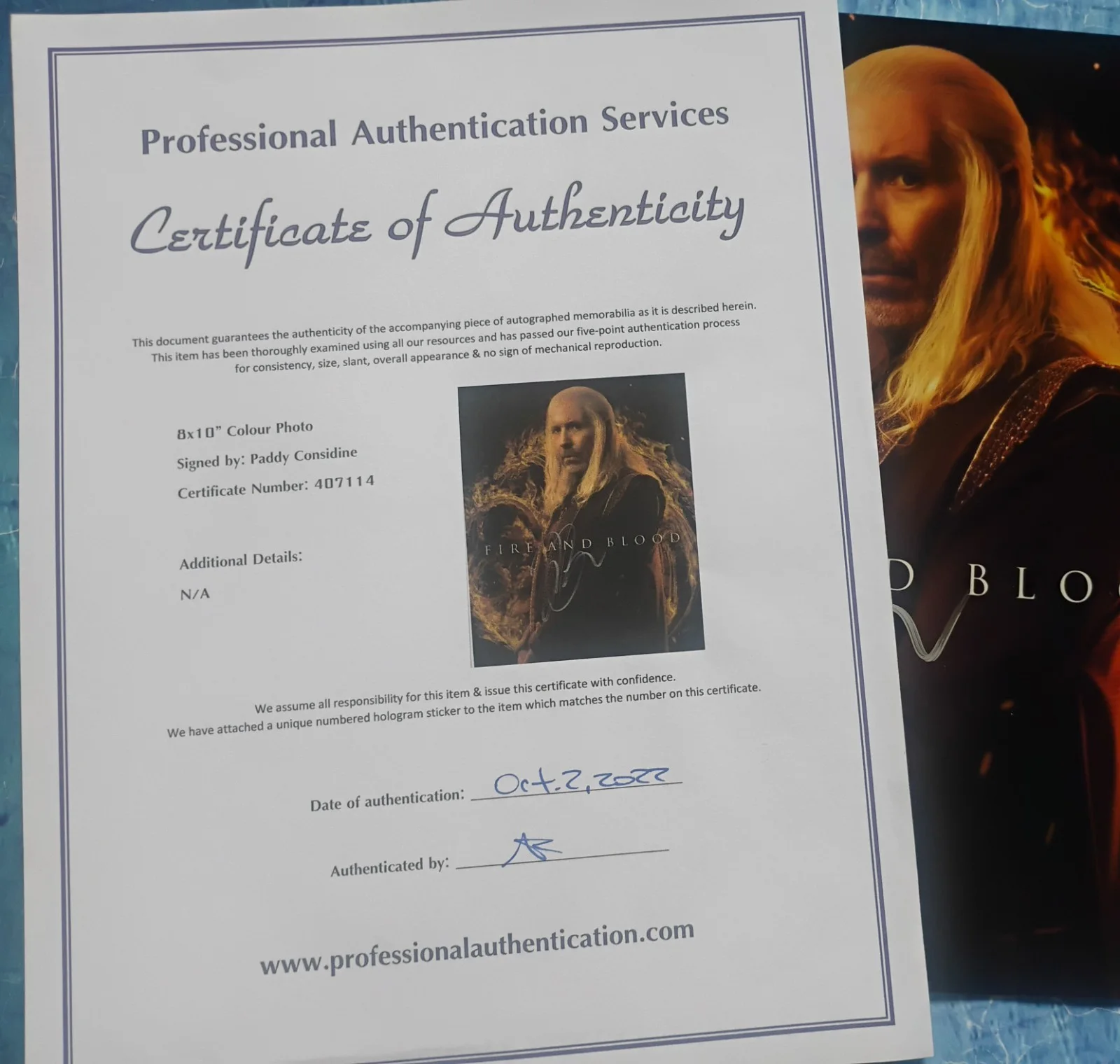 Paddy Considine Signed 8x10 Photo COA House of The Dragon NO US TARIFFS, изображение 4