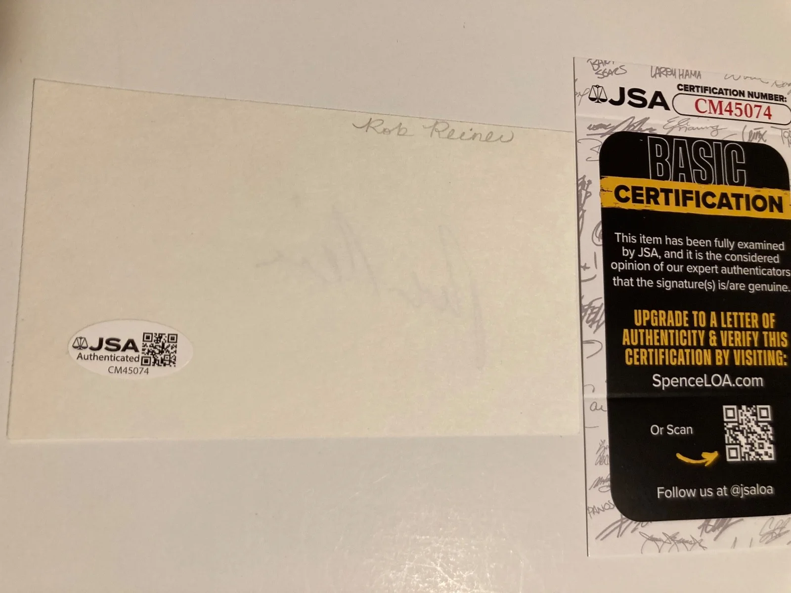 ROB REINER — ROB REINER signed 3x5 card "ALL IN THE FAMILY", "THE PRINCESS JSA #CM45074, изображение 2