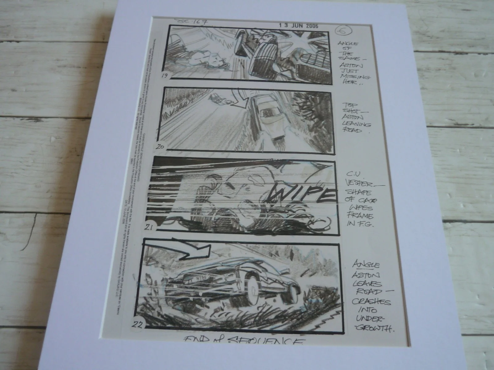 14x11 mounted 007 james bond casino royale storyboard car chase scene framed, изображение 2