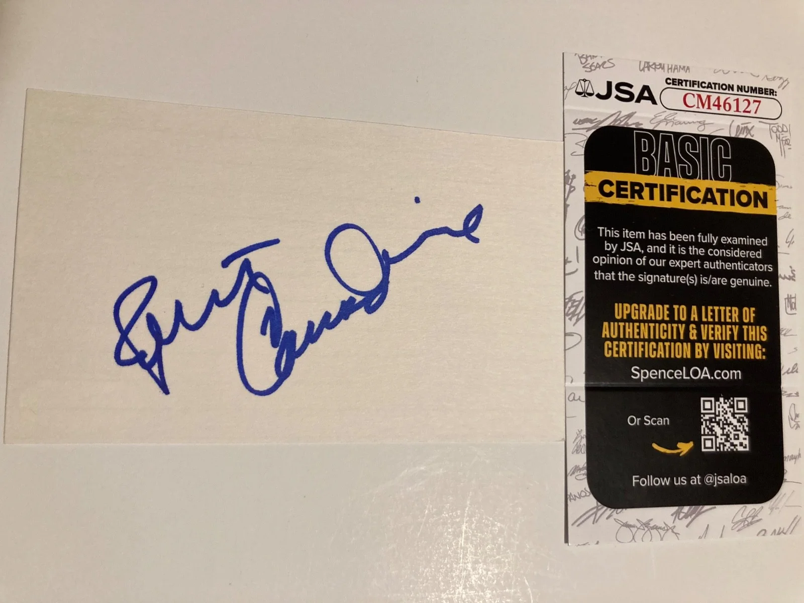 ROBERT CARRADINE — ROBERT CARRADINE signed 3x5 card "REVENGE OF THE NERDS", "THE JSA #CM46127