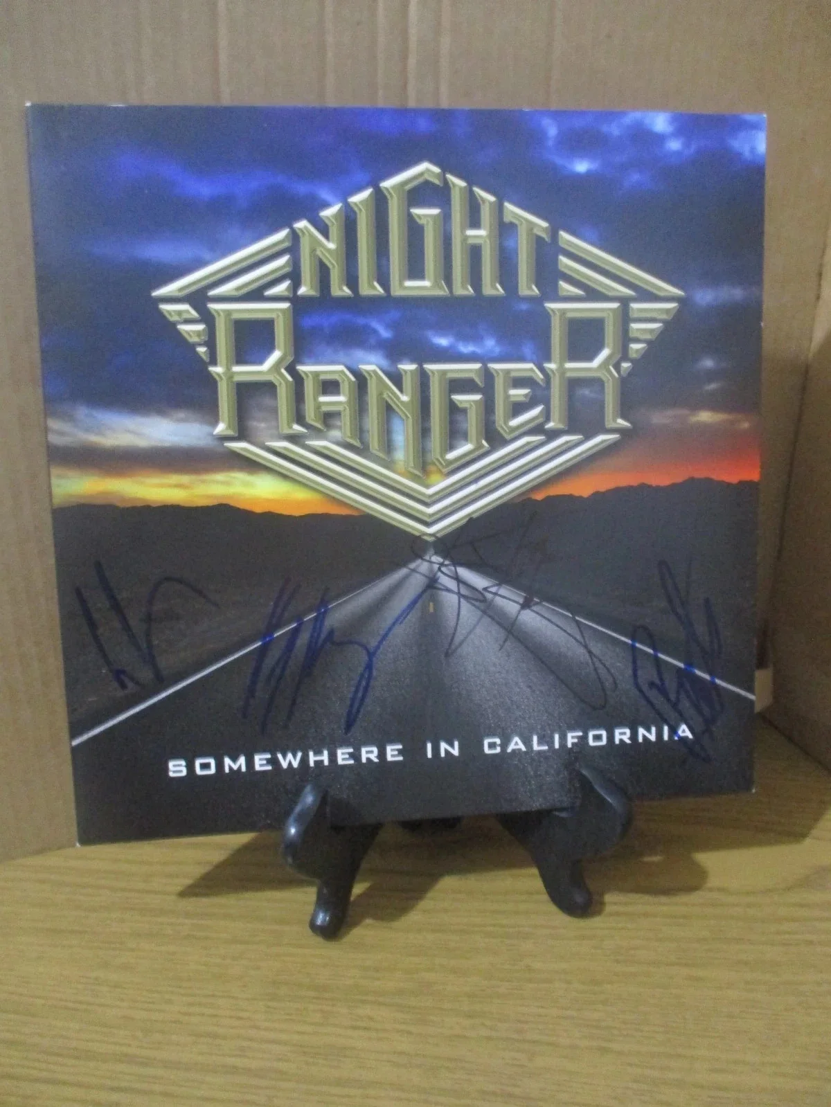 NIGHT RANGER AUTHENTIC AUTOGRAPHED/SIGNED BLUE VINYL RECORD JACK BLADES + 3, image 3