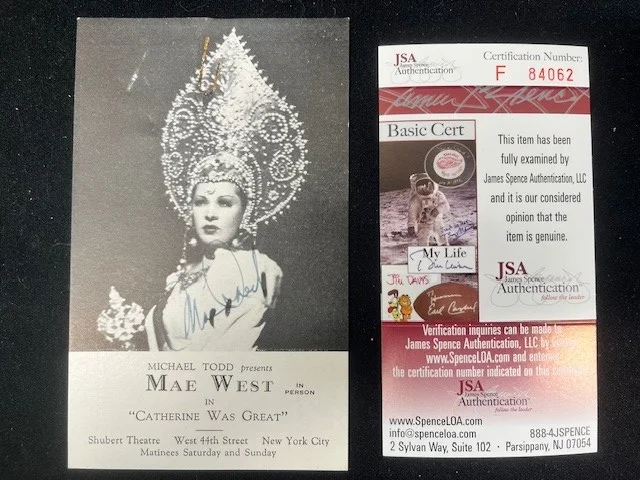 Mae West — The Mae West Autographed/Signed "Catherine Was Great" Post Card JSA COA