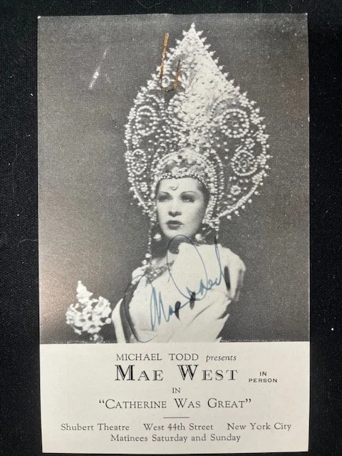 Mae West — The Mae West Autographed/Signed "Catherine Was Great" Post Card JSA COA, image 2