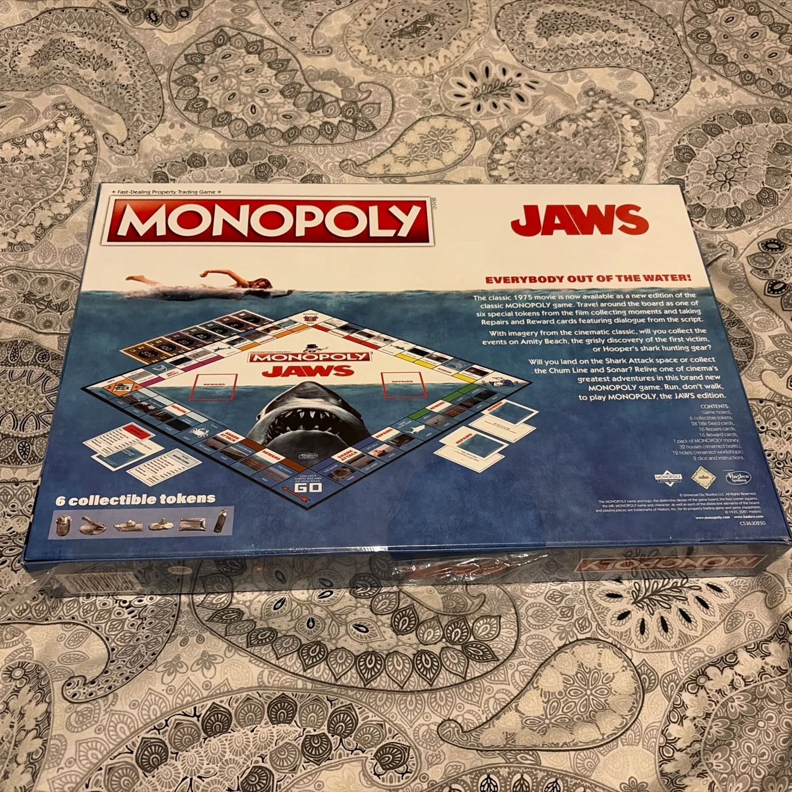 STEVEN SPIELBERG JAWS EDITION MONOPOLY BOARDGAME NEW & SEALED QUINT HOOPER BRODY, image 2