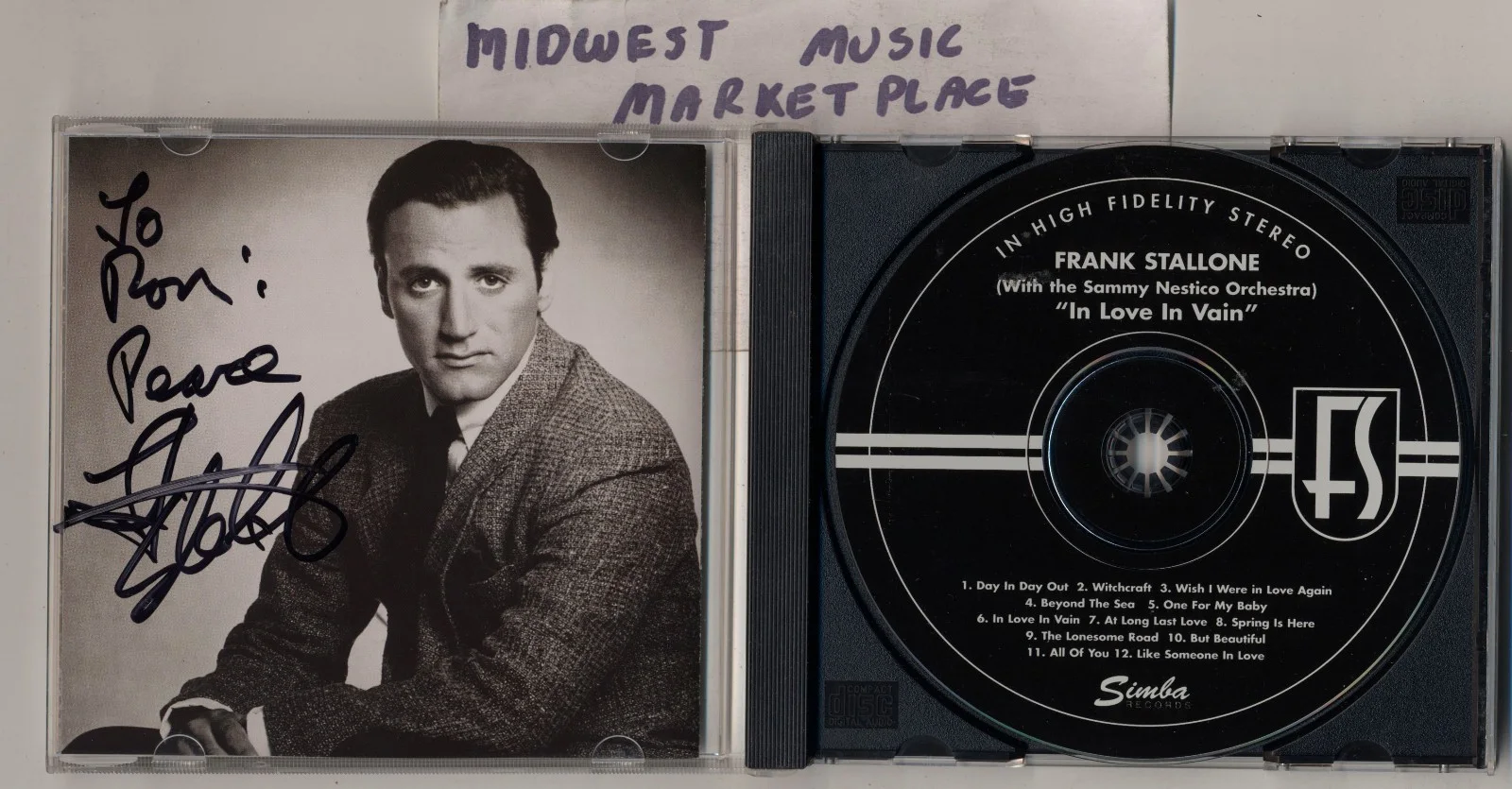 Frank Stallone — Frank Stallone - In Love In Vain - Rare MINT Autographed CD - Sammy Nestico Orch