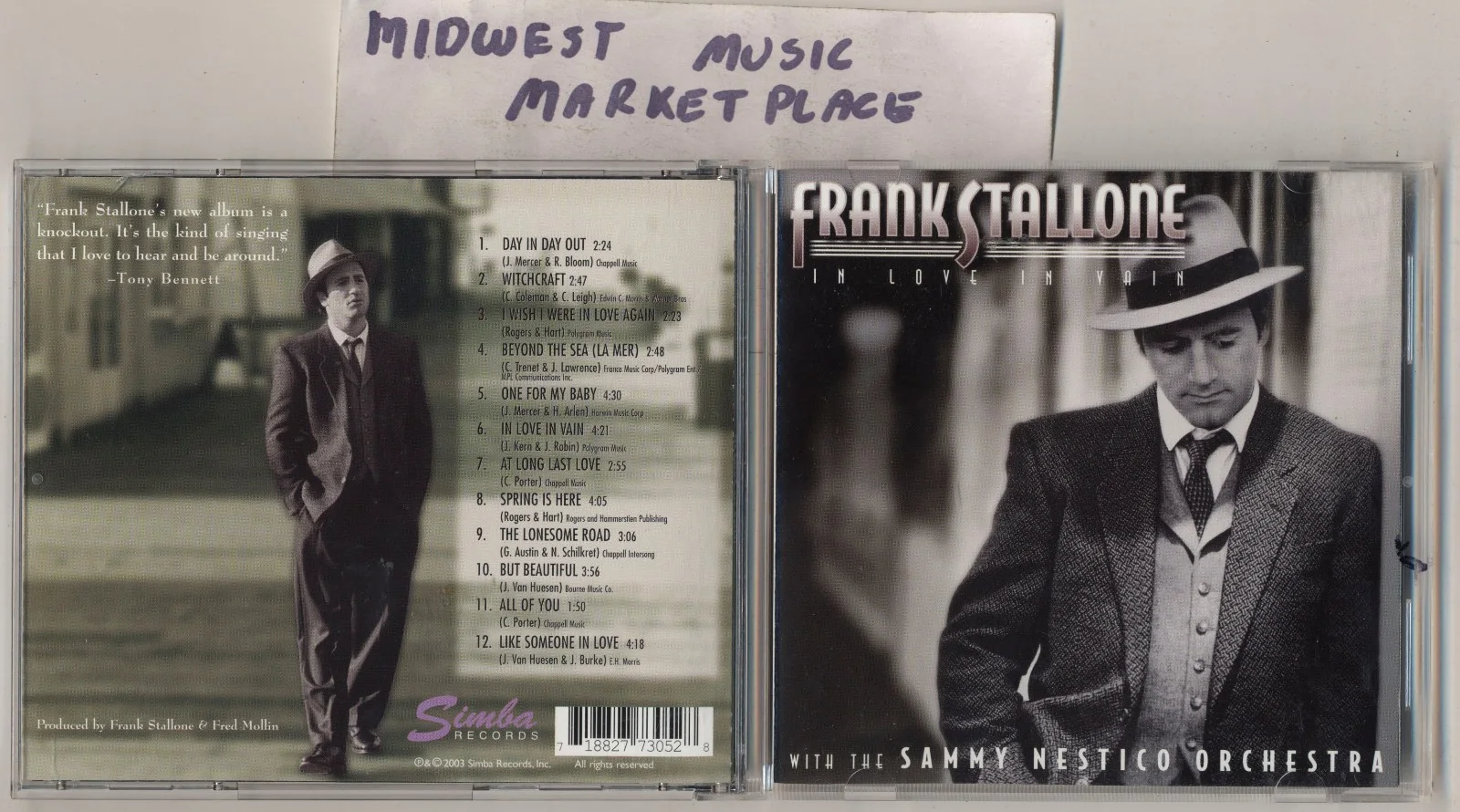 Frank Stallone — Frank Stallone - In Love In Vain - Rare MINT Autographed CD - Sammy Nestico Orch, изображение 2