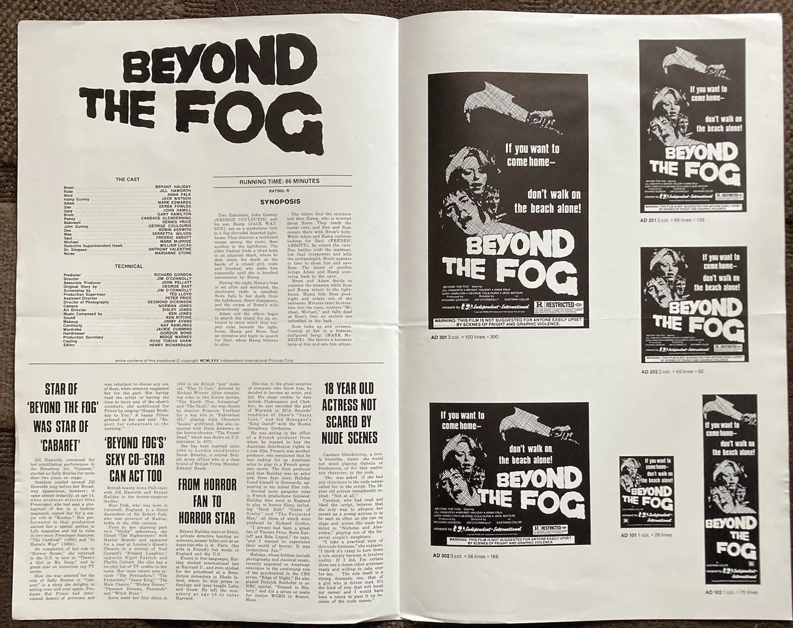 Jill Haworth TOWER OF EVIL - USA Pressbook Candace Glendenning BEYOND THE FOG, изображение 3