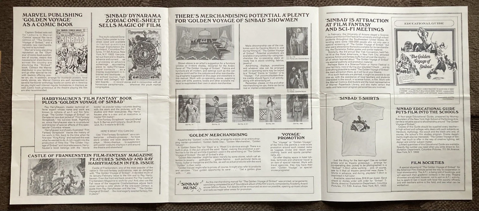 Ray Harryhausen THE GOLDEN VOYAGE OF SINBAD 11”x14” Fold-Out Merchandising Guide, изображение 2