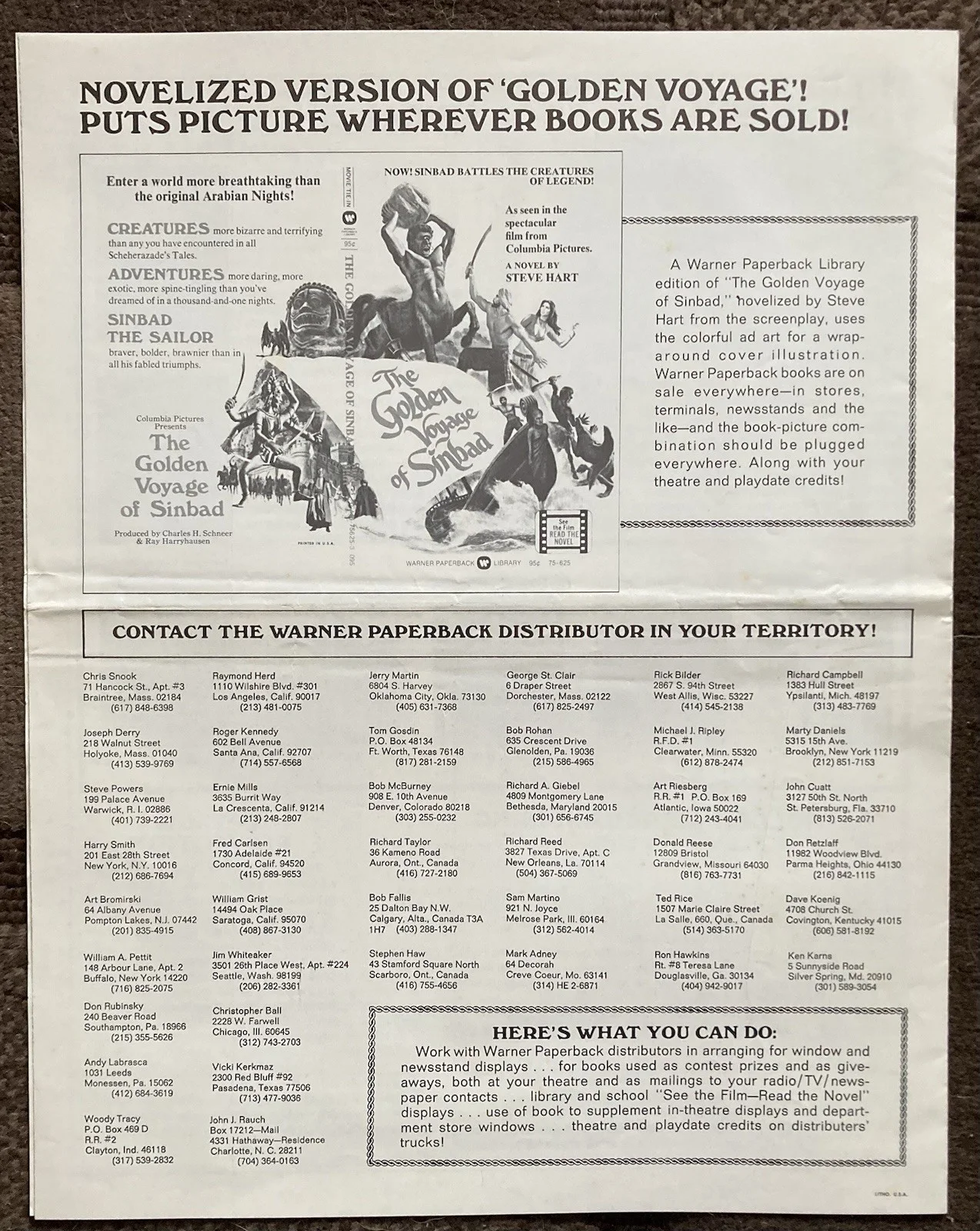 Ray Harryhausen THE GOLDEN VOYAGE OF SINBAD 11”x14” Fold-Out Merchandising Guide, изображение 4