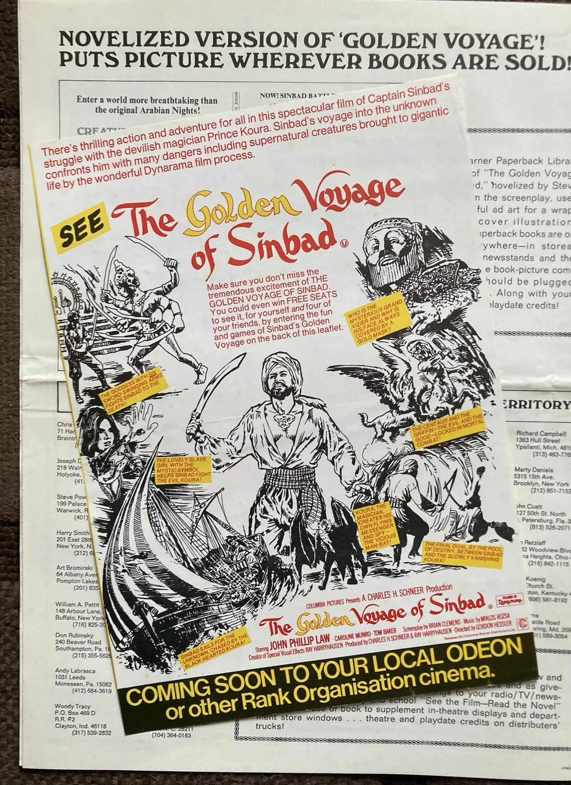 Ray Harryhausen THE GOLDEN VOYAGE OF SINBAD 11”x14” Fold-Out Merchandising Guide, изображение 5