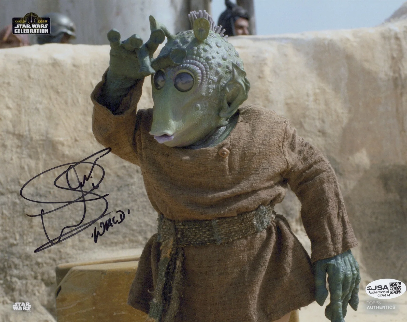 Warwick Davis — Star Wars: Episode 1 - Topps - Warwick Davis signed Wald 8x10 photo JSA COA