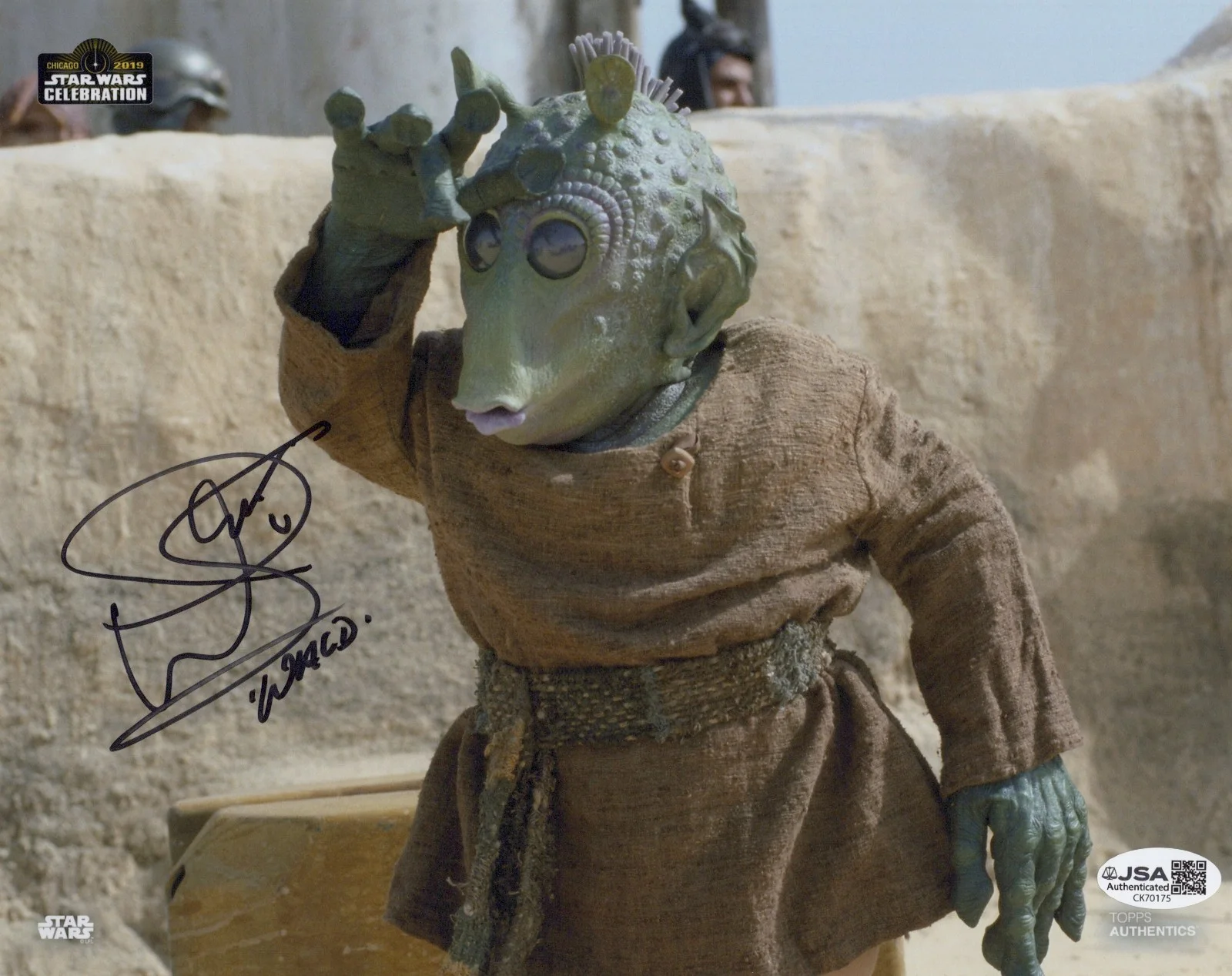 Warwick Davis — Star Wars: Episode 1 - Topps - Warwick Davis signed Wald 8x10 photo JSA COA