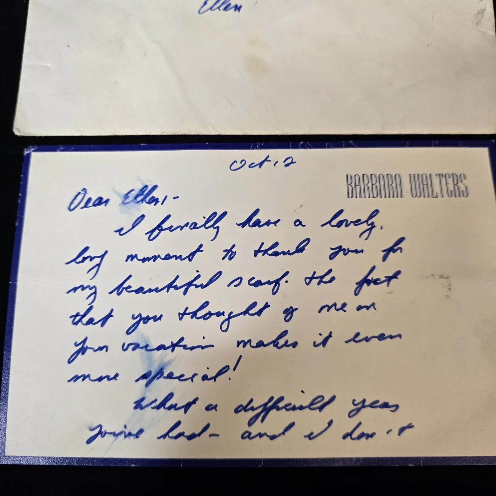 Barbara Walters signed handwritten Personal Letter to Eileen Sanger, image 3