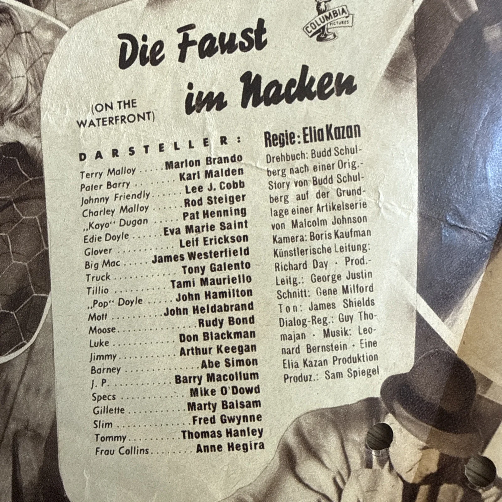 Rare On The Waterfront German Cinema Programme Marlon Brando Karl Malden 1954, изображение 3