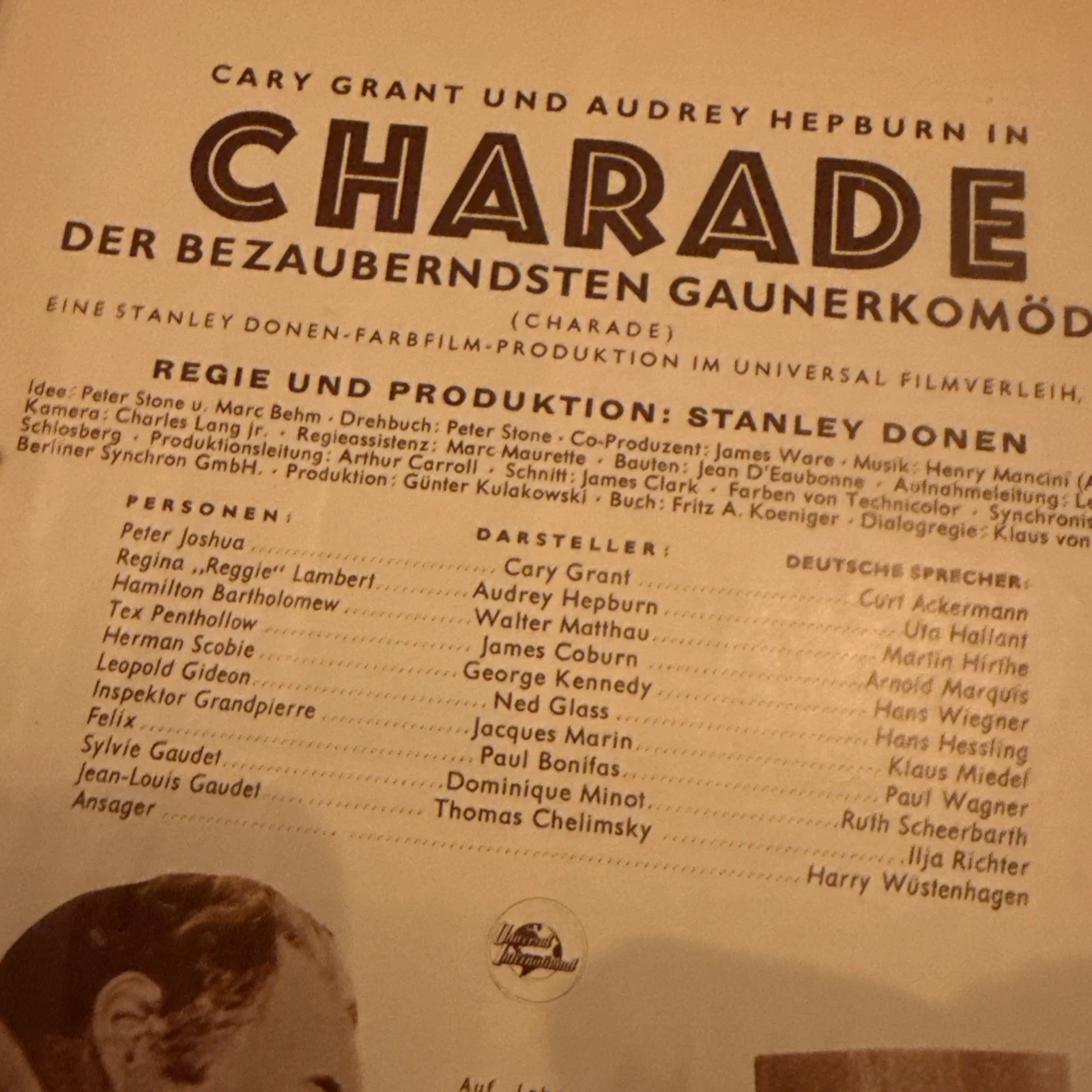 Rare Charade German Cinema Programme Cary Grant Audrey Hepburn James Coburn 1963, изображение 3