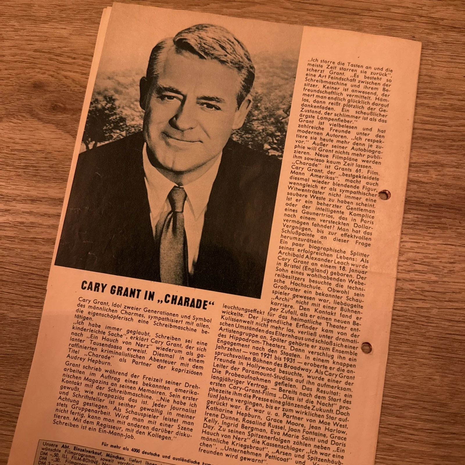 Rare Charade German Cinema Programme Cary Grant Audrey Hepburn James Coburn 1963, изображение 5