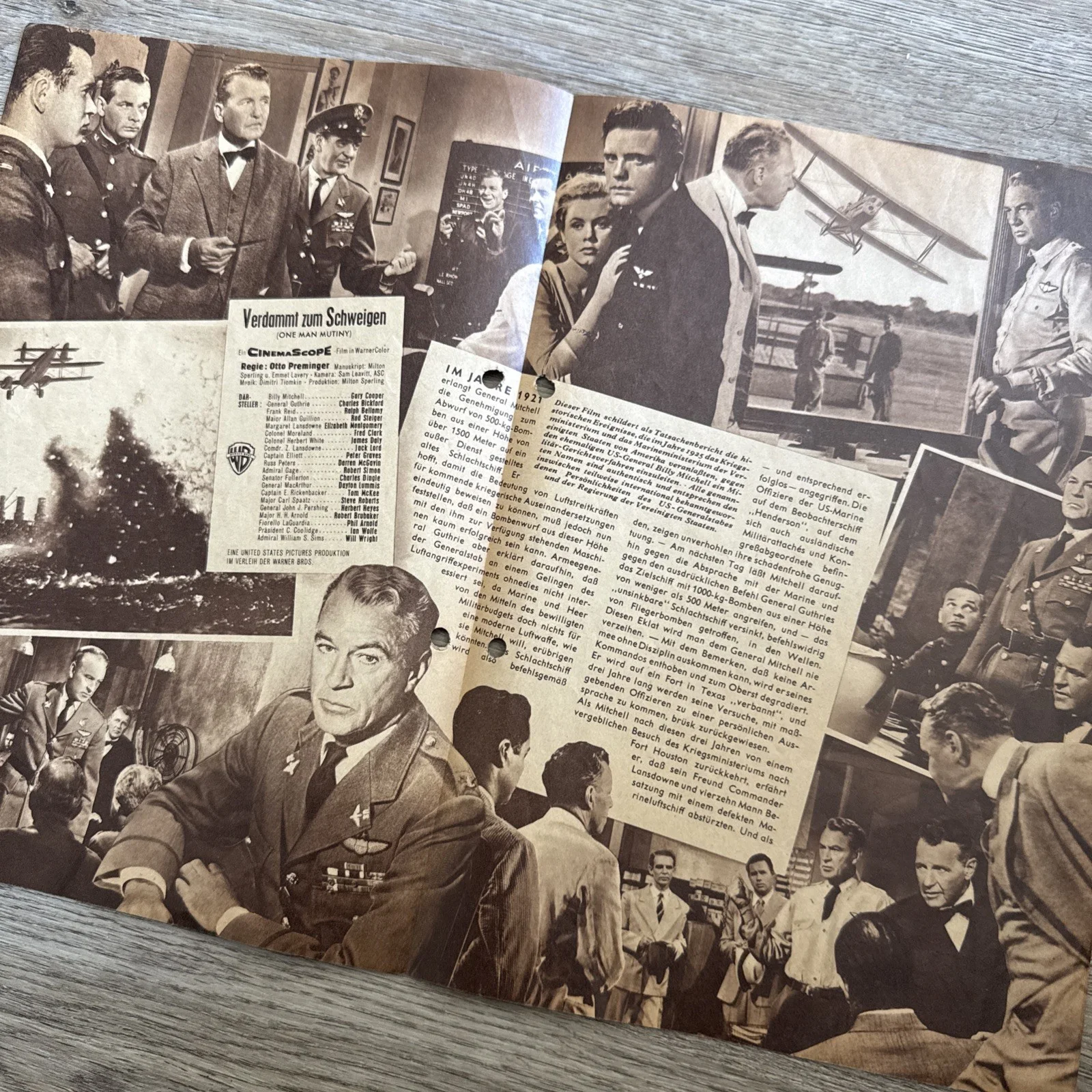 One Man Mutiny Court Martial Billy Mitchell German Cinema Programme Gary Cooper, image 2
