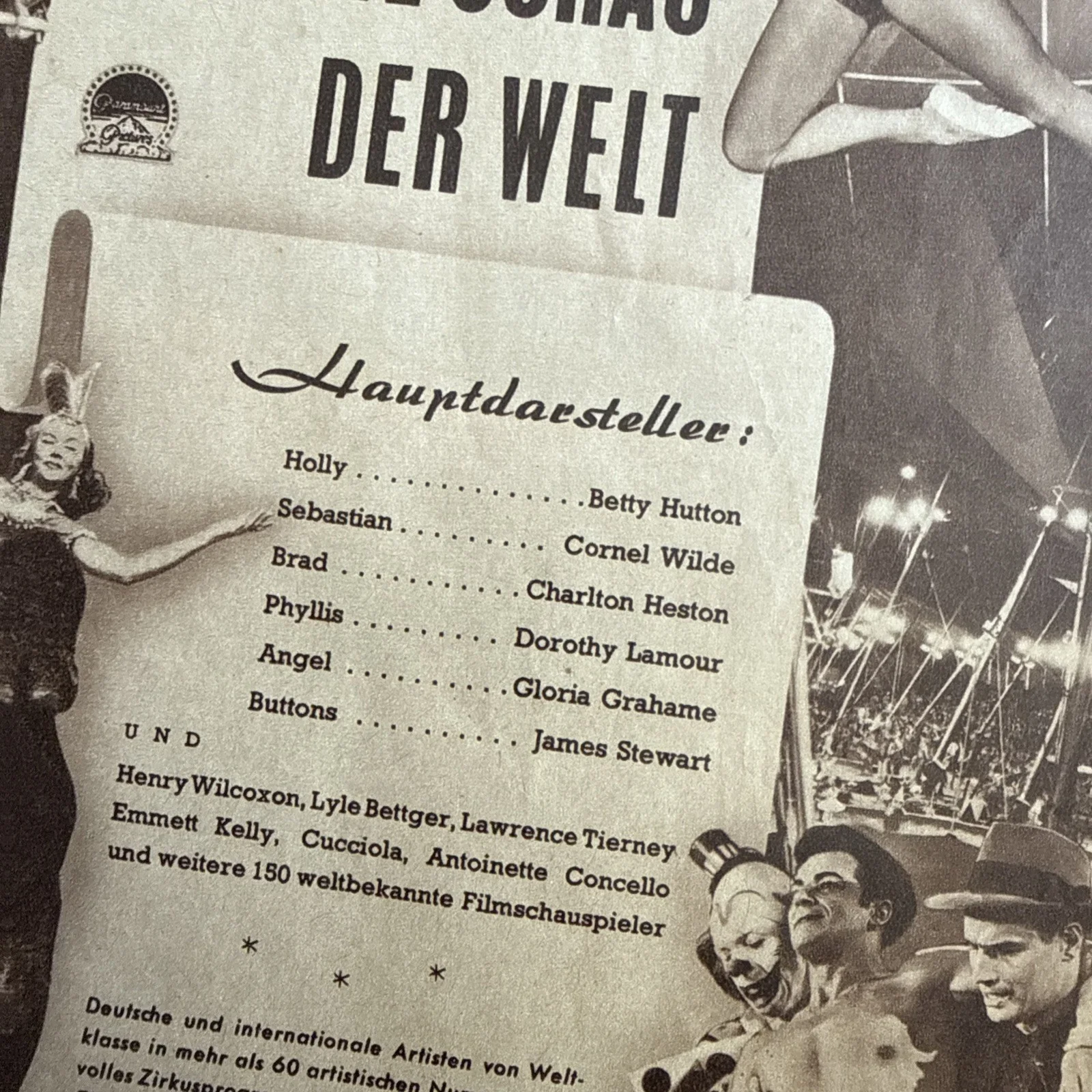 The Greatest Show On Earth German Cinema Programme Charlton Heston James Stewart, image 3