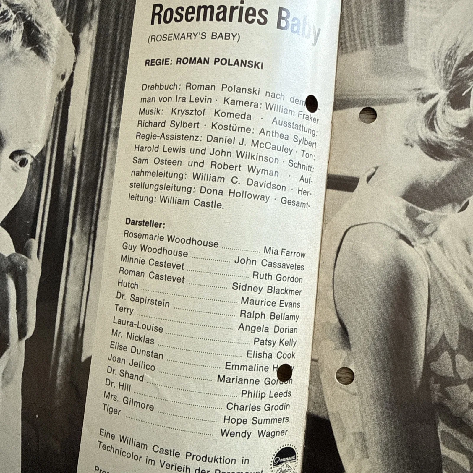 Rare Rosemary’s Baby German Cinema Programme Roman Polanski Mia Farrow Ira Levin, изображение 3