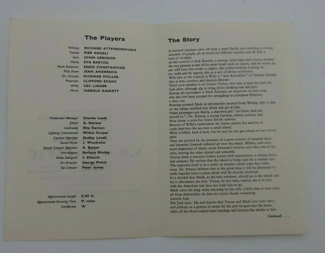 SOS Pacific Richard Atteborough Rank Film Promo leaflet, изображение 2