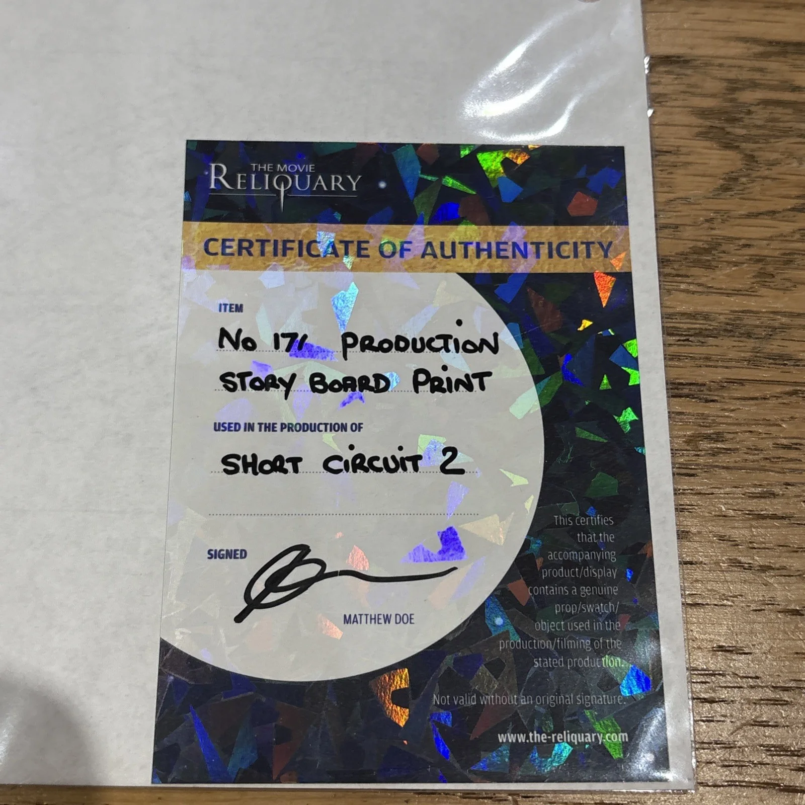 Short Circuit 2 1988 Johnny Five Production Used Storyboard COA Movie Reliquary, изображение 3