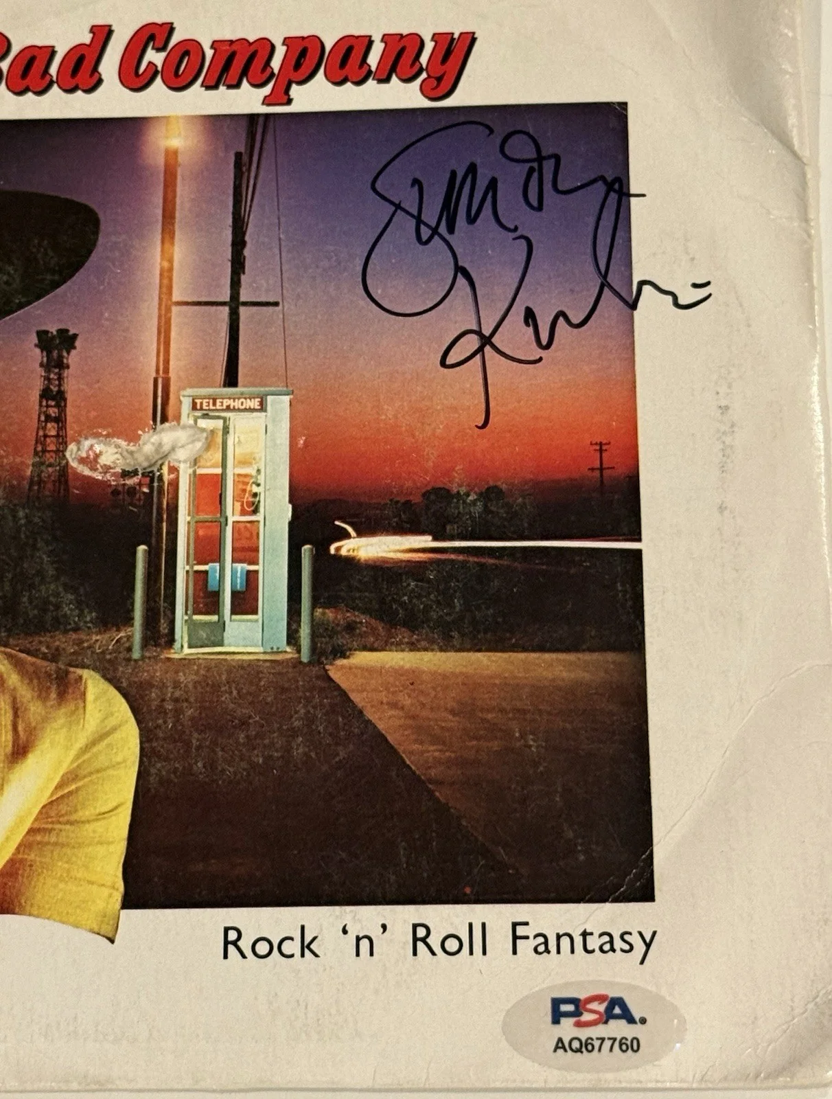 Simon Kirke Signed Bad Company Rock ‘n’ Roll 45 Record Sleeve w/ Vinyl Disc PSA, изображение 2