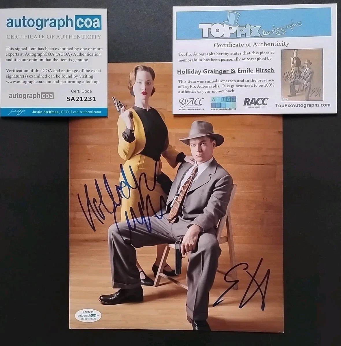 Emile Hirsch Holliday Grainger — Emile Hirsch Holliday Grainger Autographed BONNIE AND CLYDE - ACOA COA, image 2