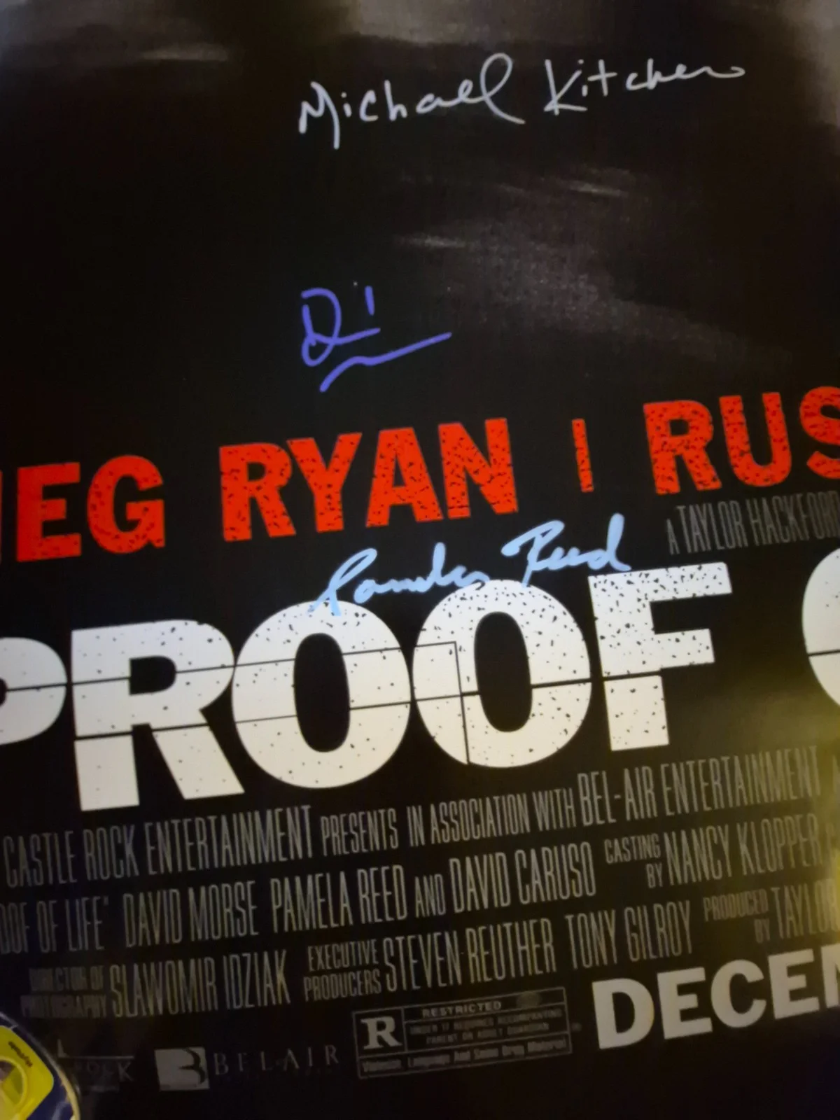 EKIM=INVENTORY — PROOF OF LIFE-CAST SIGNED MOVIE POSTER-w/COA -T2- SIDED ekim, изображение 3