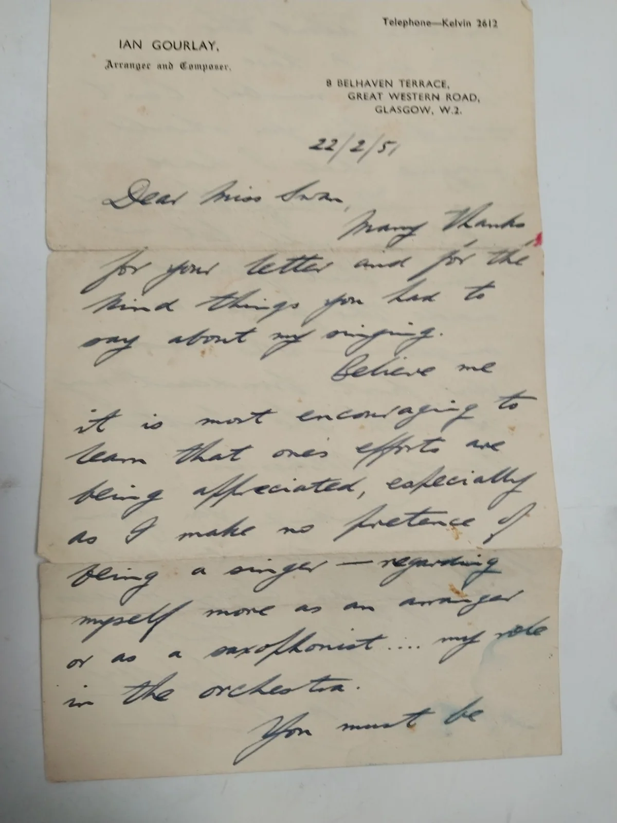 Ian Gourlay Scottish Composer & Musician Signed Photo & 1951 Letter Autograph, изображение 5