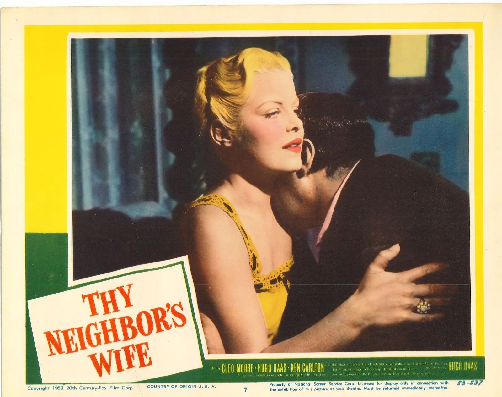 Thy Neighbours Wife 2x ORIGINAL US Lobby Cards Cleo Moore Hugo Haas 1953, изображение 2