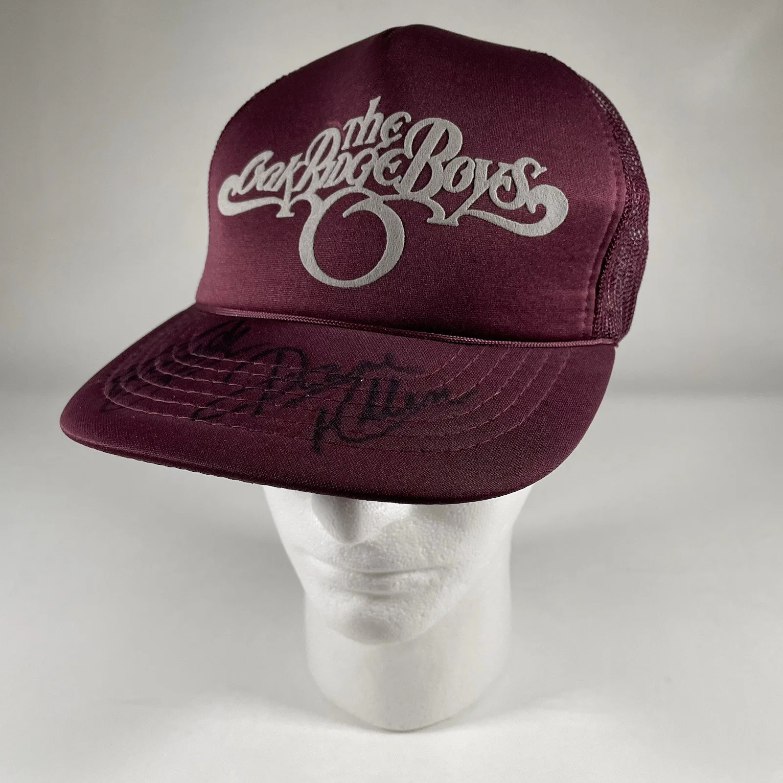 Vtg The Oak Ridge Boys Signed Trucker Hat Snapback Band Autographed Music Cap, image 2